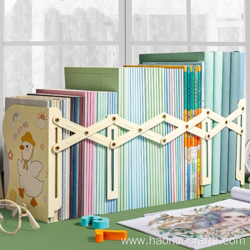 Book stand retractable retainer folding book shelf